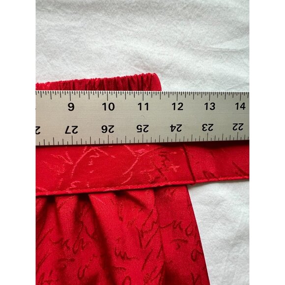 Vintage Red Jacquard Satin Mini Skirt w/Matching Belt 23" Stretch Waist - Picture 8 of 14
